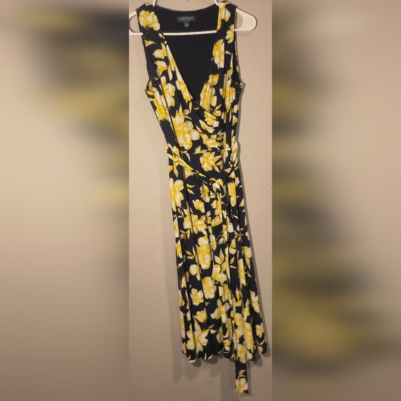 Lauren Ralph Lauren Yellow Floral Wrap Dress – Size 6 - Picture 2 of 4